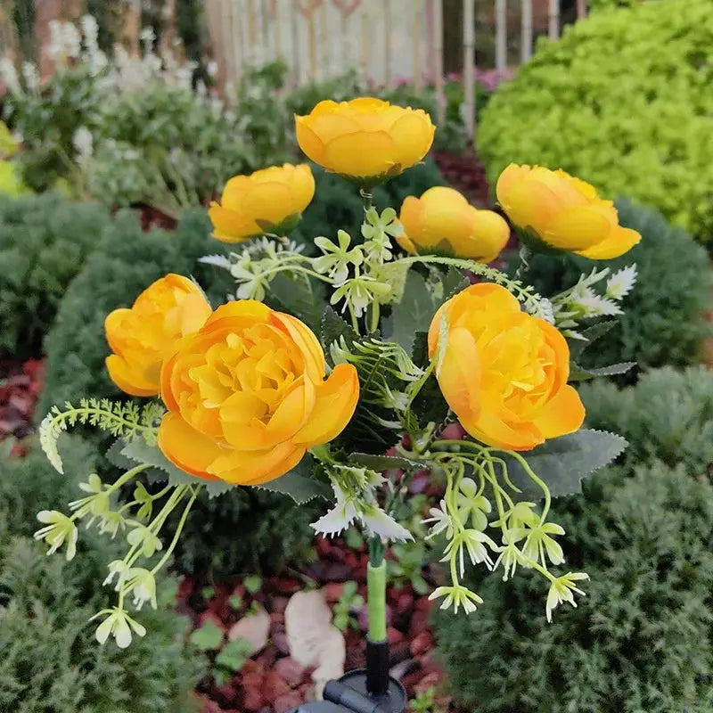 Solar Lights Outdoor, Solar Garden Lights, 7Head Camellia Flower Solar Light for Yard Lawn Garden Atmosphere Lighting Decoration PawLuxe