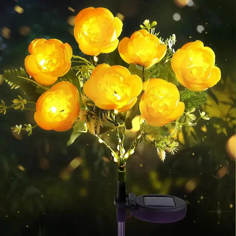 Solar Lights Outdoor, Solar Garden Lights, 7Head Camellia Flower Solar Light for Yard Lawn Garden Atmosphere Lighting Decoration PawLuxe