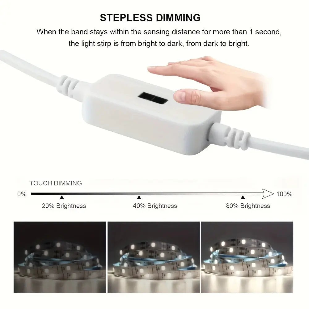 1M LED Night Lamp USB Motion Sensor Dimming LED Strip Lights Nightlights TV Backlight Kitchen Hand Sweep Waving Tape Diode PawLuxe