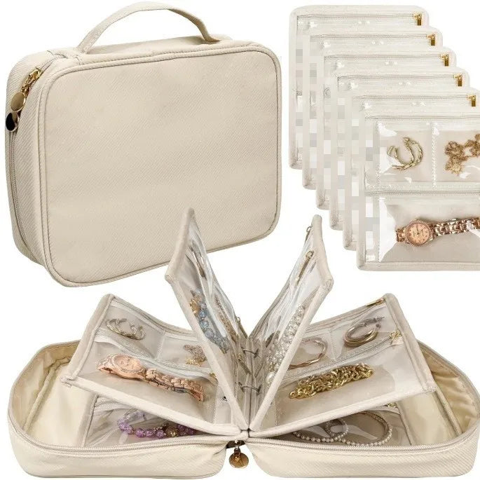 Travel Jewelry Organizer Case,Jewelry Bags Jewelry Storage Book Binder with Clear Zipper Velvet Pouch for Traveling,Earrings PawLuxe