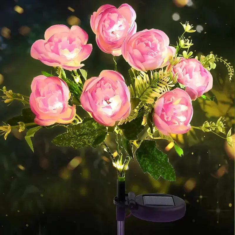 Solar Lights Outdoor, Solar Garden Lights, 7Head Camellia Flower Solar Light for Yard Lawn Garden Atmosphere Lighting Decoration PawLuxe