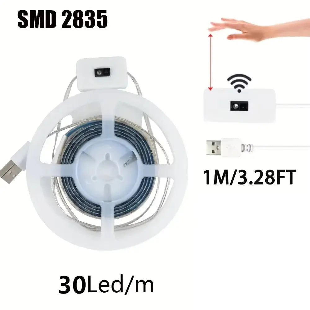 1M LED Night Lamp USB Motion Sensor Dimming LED Strip Lights Nightlights TV Backlight Kitchen Hand Sweep Waving Tape Diode PawLuxe