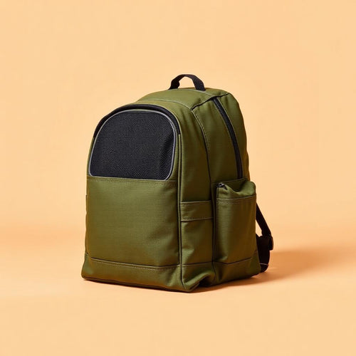 Olive green canvas pet carrier backpack