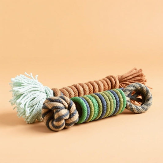 Rope and rubber dog chew toy set